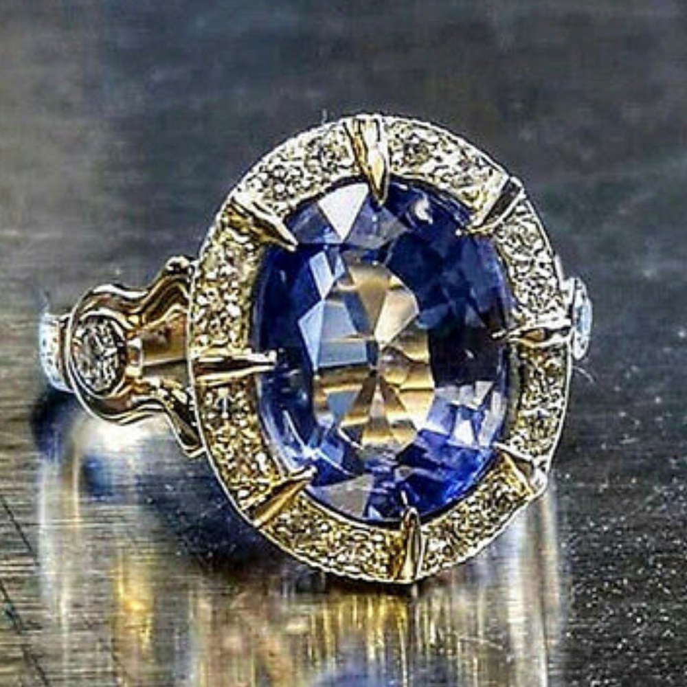 New Gorgeous 925 Silver Blue Sapphire ring Sz 6-10 - Picture 1 of 6